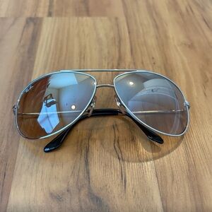 Ray-Ban Silver and Brown Aviator Sunglasses